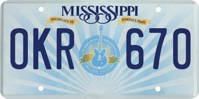 MS license plate OKR670