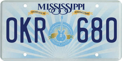 MS license plate OKR680