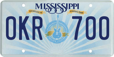 MS license plate OKR700