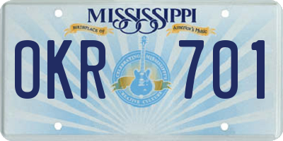 MS license plate OKR701