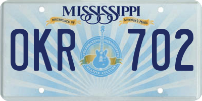 MS license plate OKR702