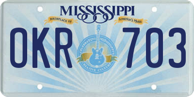 MS license plate OKR703