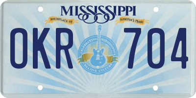 MS license plate OKR704