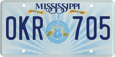 MS license plate OKR705