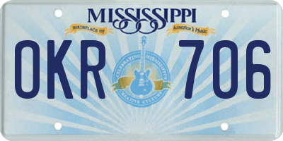 MS license plate OKR706