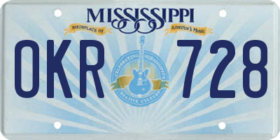 MS license plate OKR728