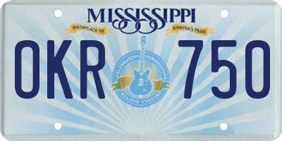 MS license plate OKR750