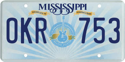 MS license plate OKR753