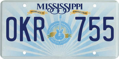MS license plate OKR755