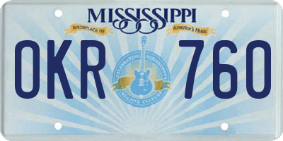 MS license plate OKR760