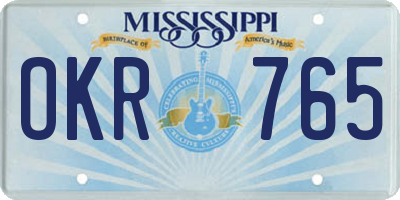 MS license plate OKR765