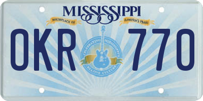 MS license plate OKR770
