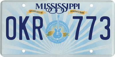 MS license plate OKR773