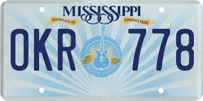 MS license plate OKR778
