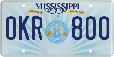 MS license plate OKR800