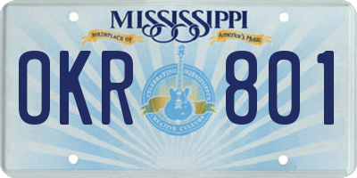 MS license plate OKR801