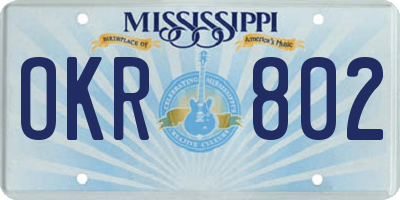 MS license plate OKR802
