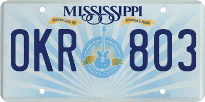 MS license plate OKR803