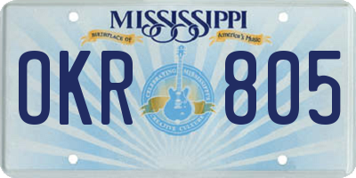 MS license plate OKR805