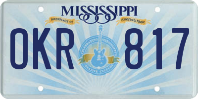 MS license plate OKR817