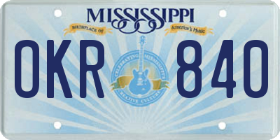 MS license plate OKR840