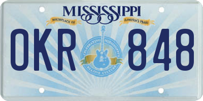MS license plate OKR848