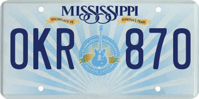 MS license plate OKR870