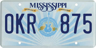 MS license plate OKR875