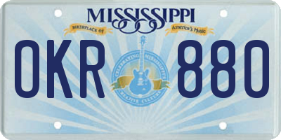 MS license plate OKR880
