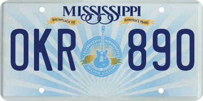 MS license plate OKR890