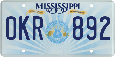 MS license plate OKR892
