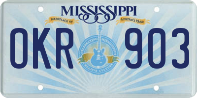 MS license plate OKR903