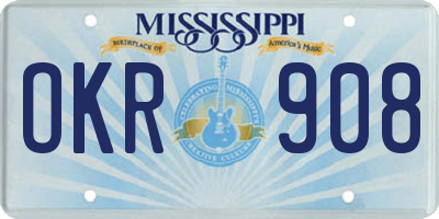 MS license plate OKR908