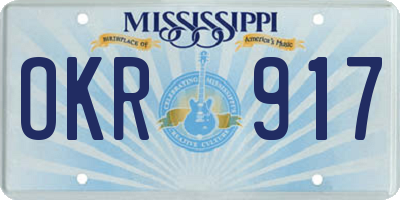 MS license plate OKR917