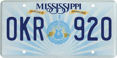 MS license plate OKR920