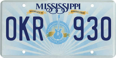 MS license plate OKR930