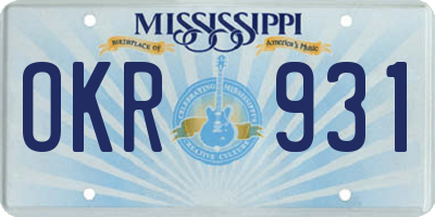 MS license plate OKR931