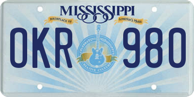 MS license plate OKR980