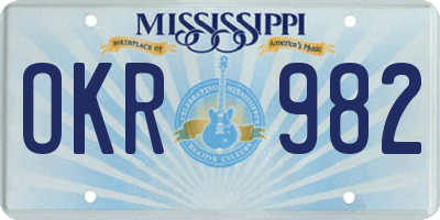 MS license plate OKR982