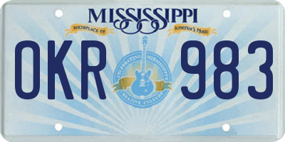 MS license plate OKR983