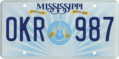MS license plate OKR987