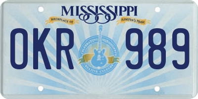 MS license plate OKR989