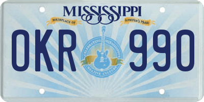 MS license plate OKR990