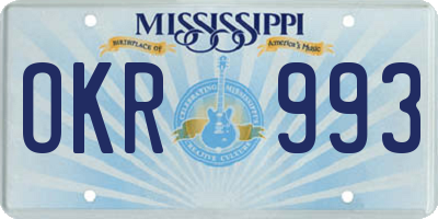 MS license plate OKR993