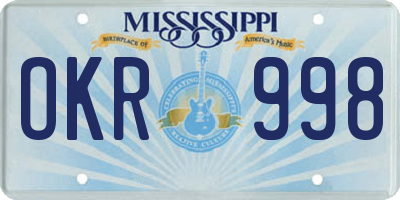 MS license plate OKR998