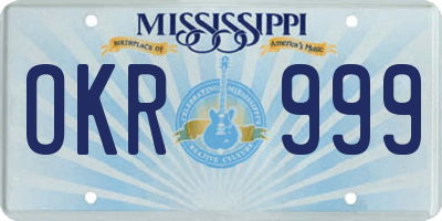 MS license plate OKR999