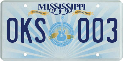 MS license plate OKS003