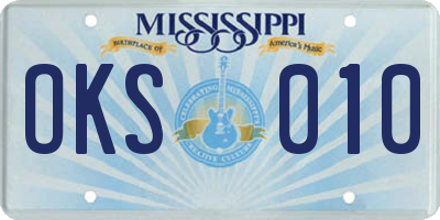 MS license plate OKS010