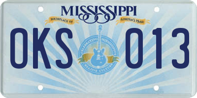 MS license plate OKS013