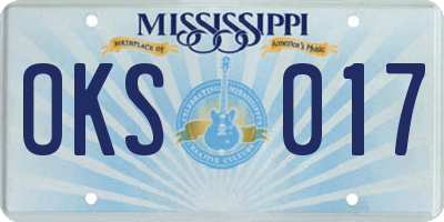 MS license plate OKS017